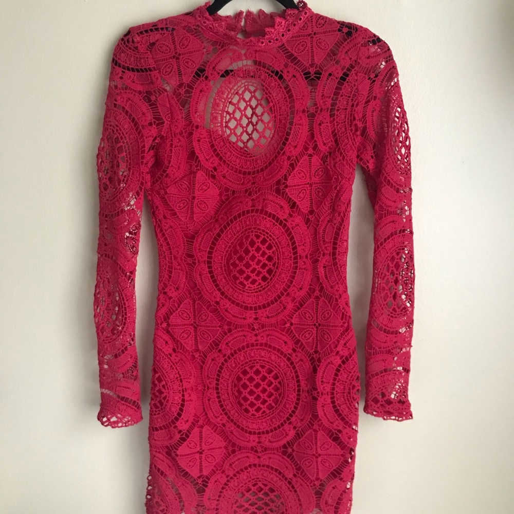Missguided Red Crochet Dress
